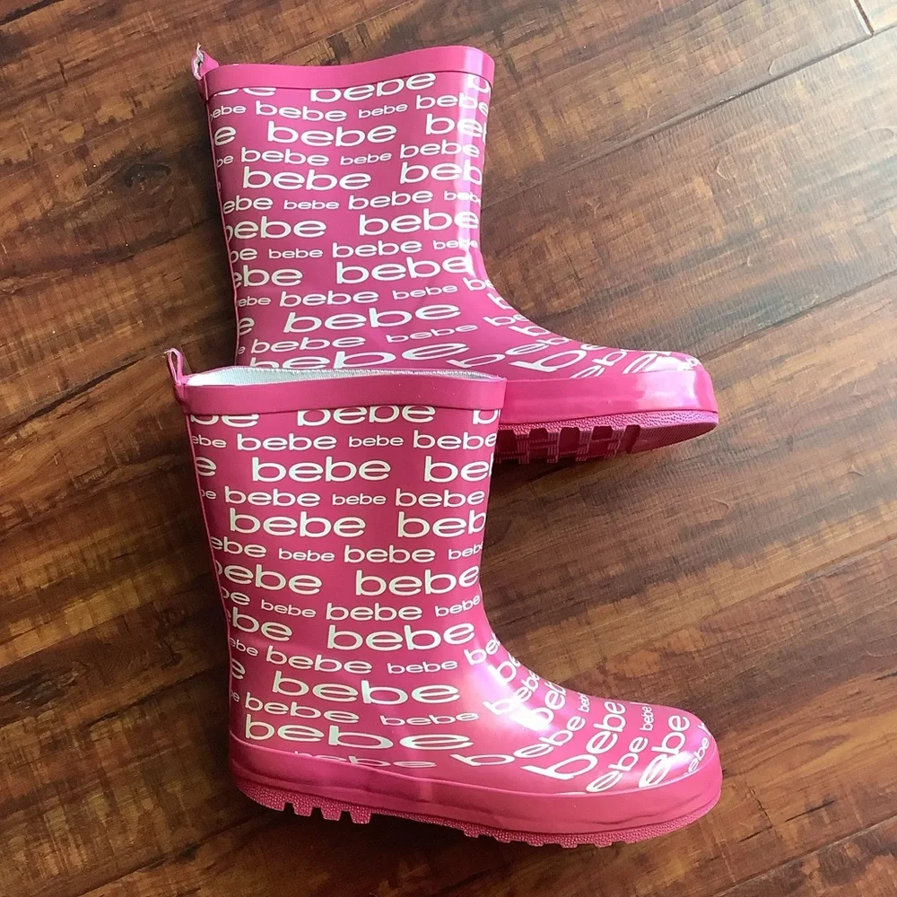 Bebe Logo Girls Waterproof Rubber Rainboots🇺🇸